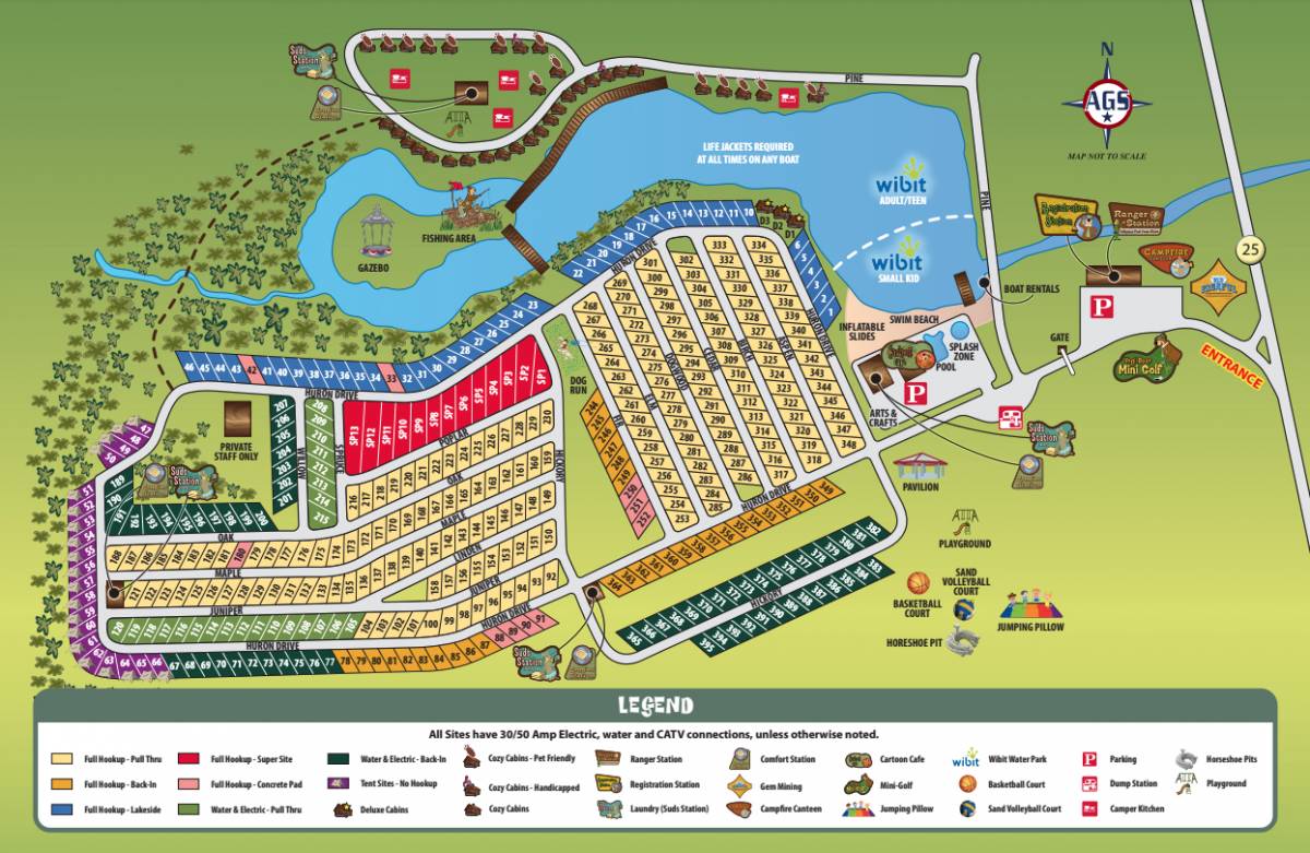 Map of Jellystone Park™ at North Port Huron Carsonville, MI